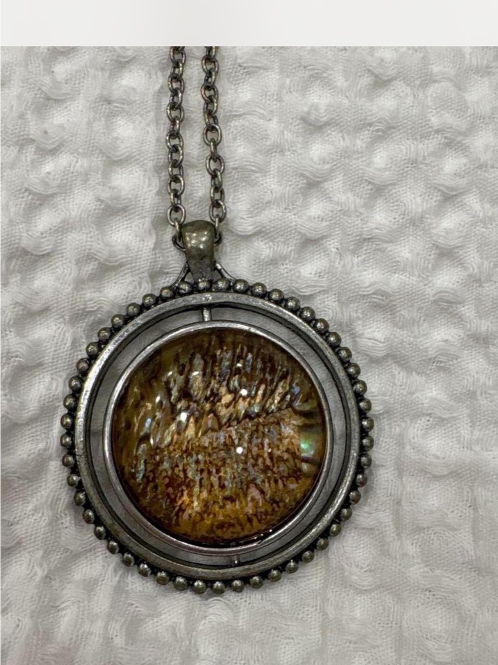 Silver Jeans Brown Iridescent Cabochon Pendant Necklace